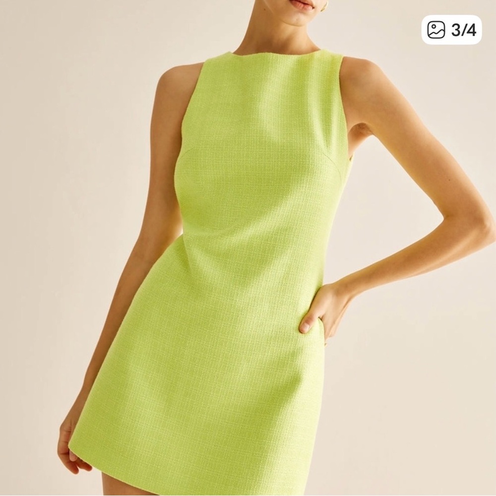 Commense Sleeveless Mini Dress in Lemon-Lime